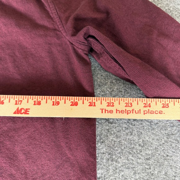 Vans Flannel Hoodie Shirt Mens Small Burgundy Corduroy Long Sleeve Button Up - Picture 5 of 7